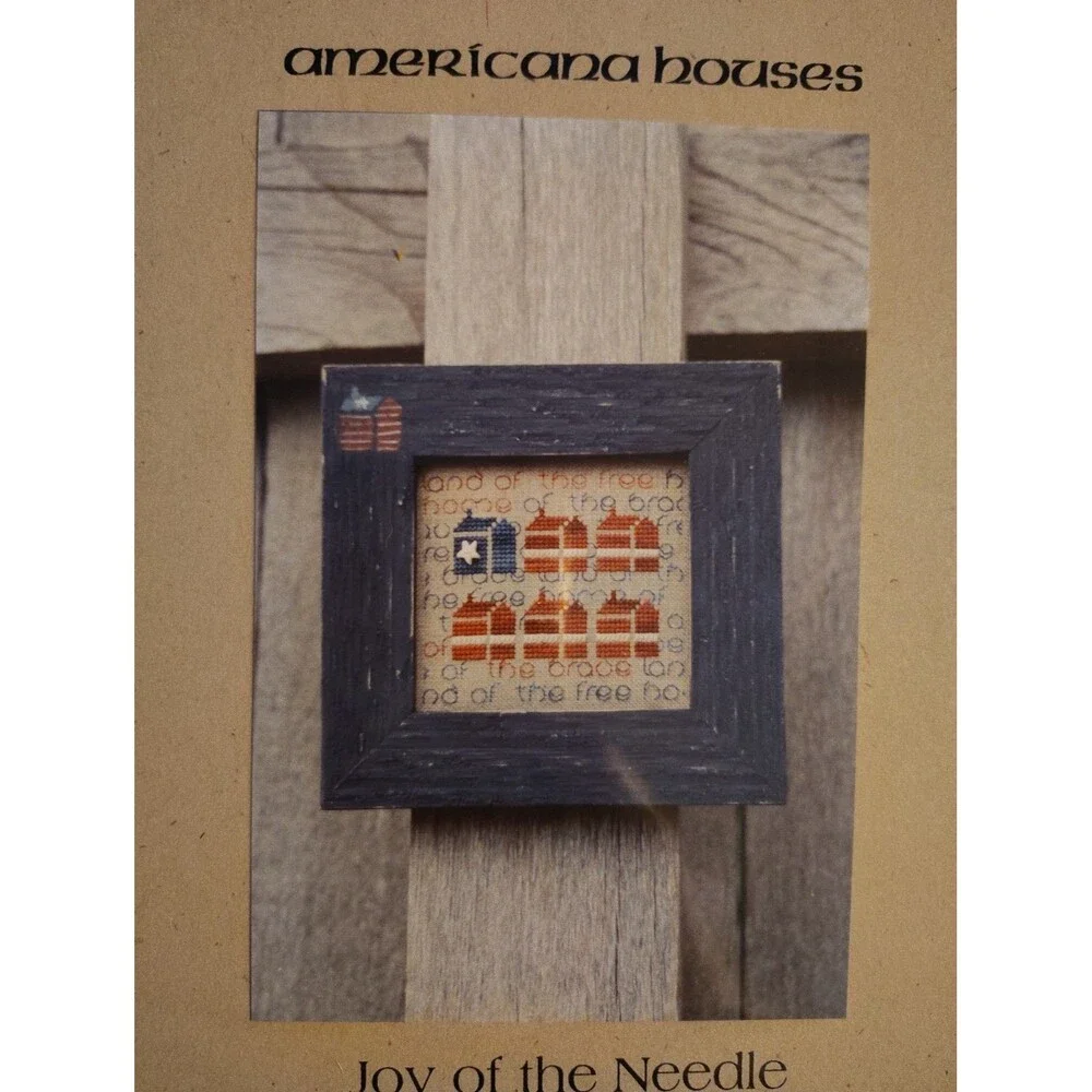 Joy of the Needle AMERICANA HOUSES Cross Stitch Pattern Leaflet Primitive...